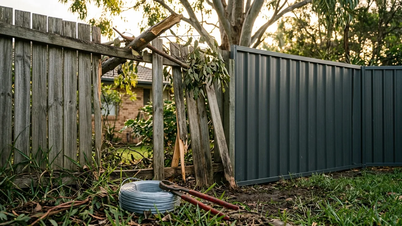 Brisbane fencing detail relevant to "Storm season damages thousands of Brisbane fences. Is yours worth repairing or replacing?"